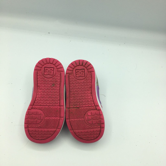 DC Shoes Girls Athletic Sneakers Pink White Lace Up Leather Perforated 5M - Picture 5 of 7